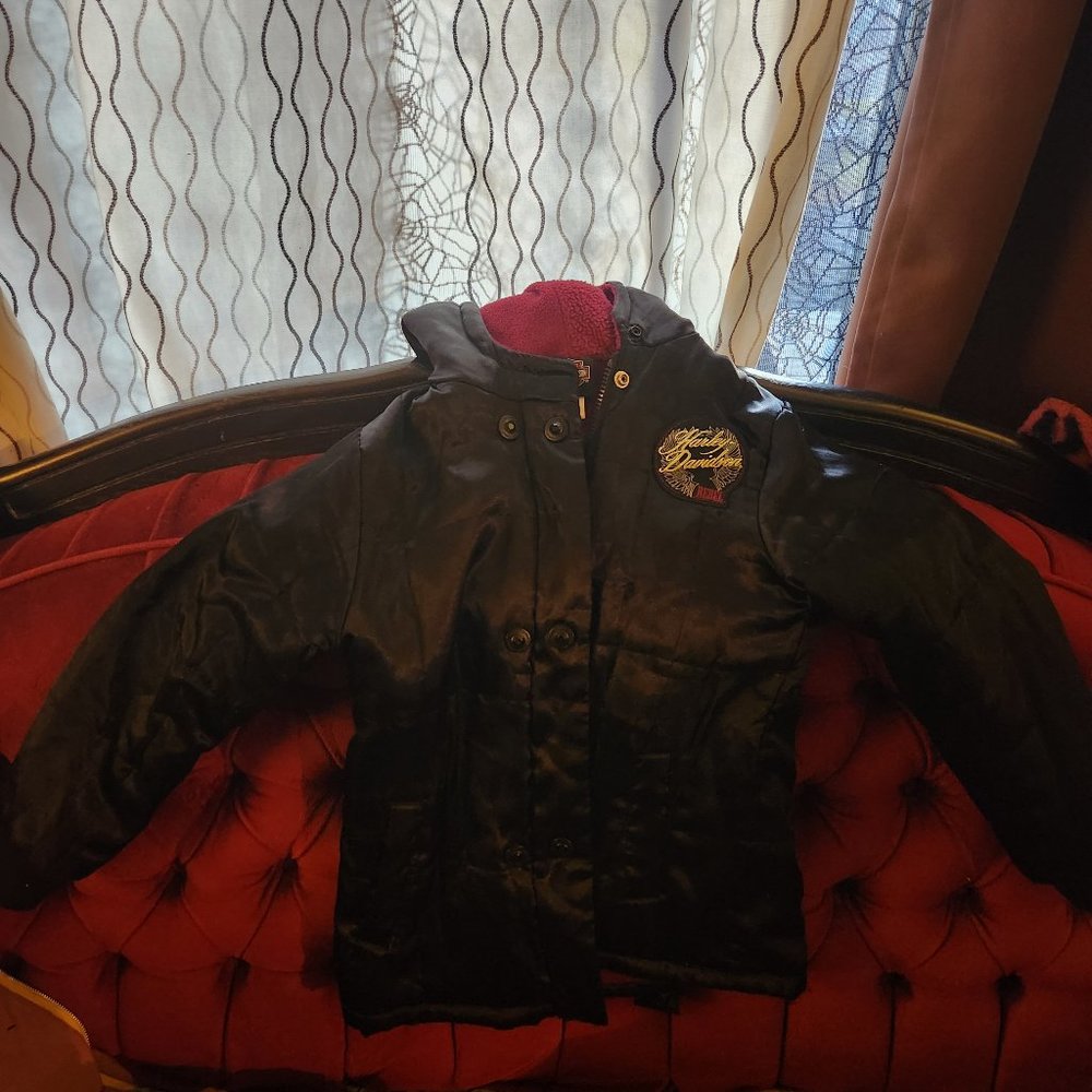 XS Harley Davidson black satin fall jacket